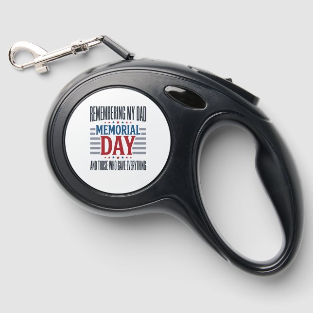 Memorial Day Dad Tribute Patriotic Retractable Pet Leash (Front)