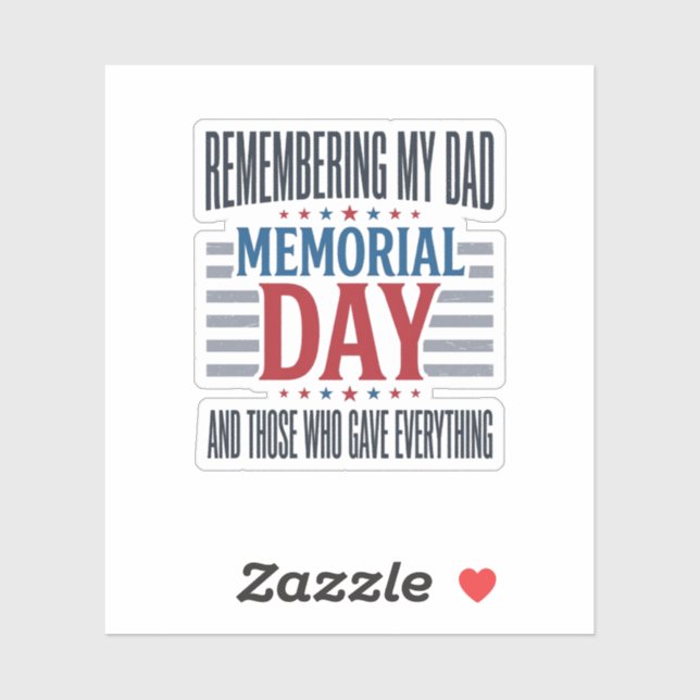 Memorial Day Dad Tribute Patriotic Sticker (Sheet)