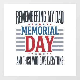 Memorial Day Dad Tribute Patriotic Window Cling