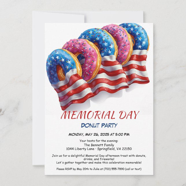 Memorial Day Donut Party Invitation  (Front)