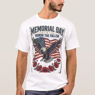 Memorial Day Eagle Flag Poppies Graphic T-Shirt
