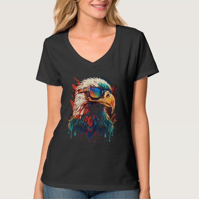 Memorial Day Eagle Wearing Sunglasses American USA T-Shirt (Front)