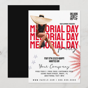 Memorial Day Event Girly Patriotic Party Flyers   Invitation