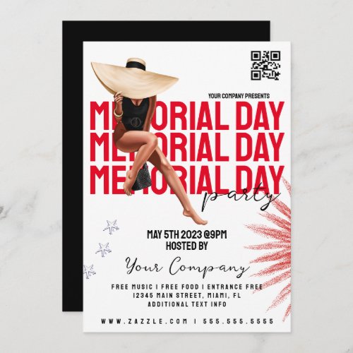 Memorial Day Event Girly Patriotic Party Flyers   Invitation