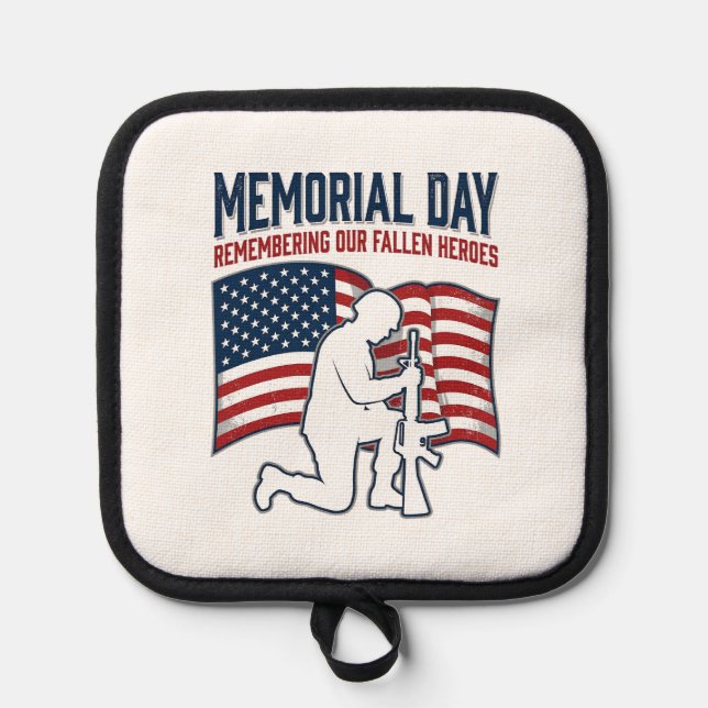 Memorial Day Fallen Heroes Patriotic Soldier Shirt Pot Holder (Front)