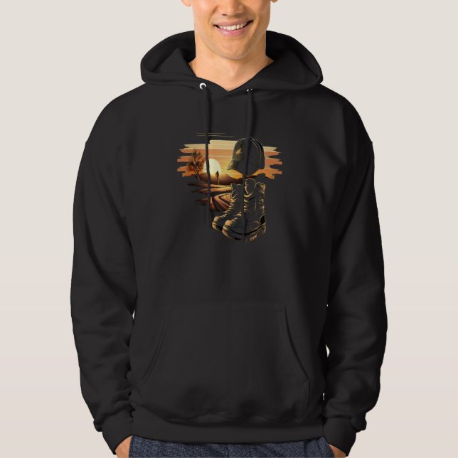 Memorial Day Fallen Soldier Veteran American Flag  Hoodie (Front)
