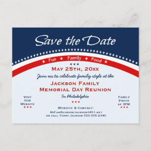 Memorial Day Family Reunion, Party, Save the Date Announcement Postcard