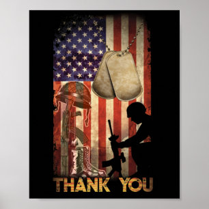 Memorial Day Flag Military Boots Dog 4th Of July Poster