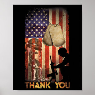 Memorial Day Flag Military Boots Dog Tags 4th Of J Poster