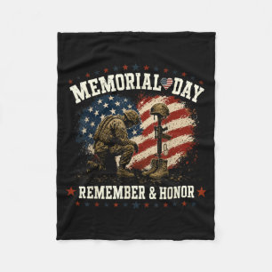 Memorial Day Flag Remember And Honor Patriot Men Fleece Blanket