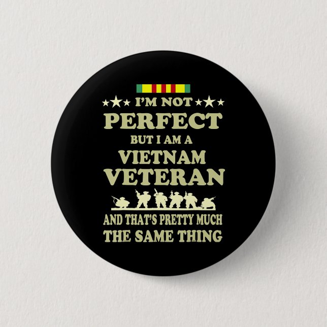 Memorial Day Gift Veteran's Day Vietnam Veteran  Button (Front)