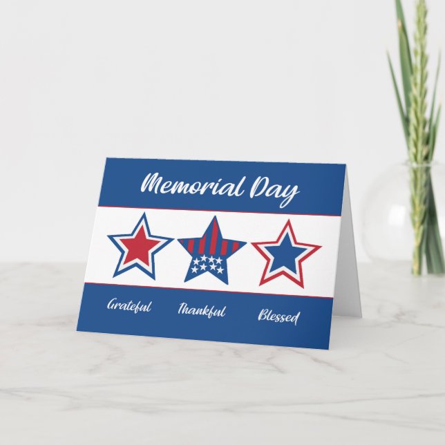 Memorial Day Grateful and Blessed With Patriotic Card (Front)