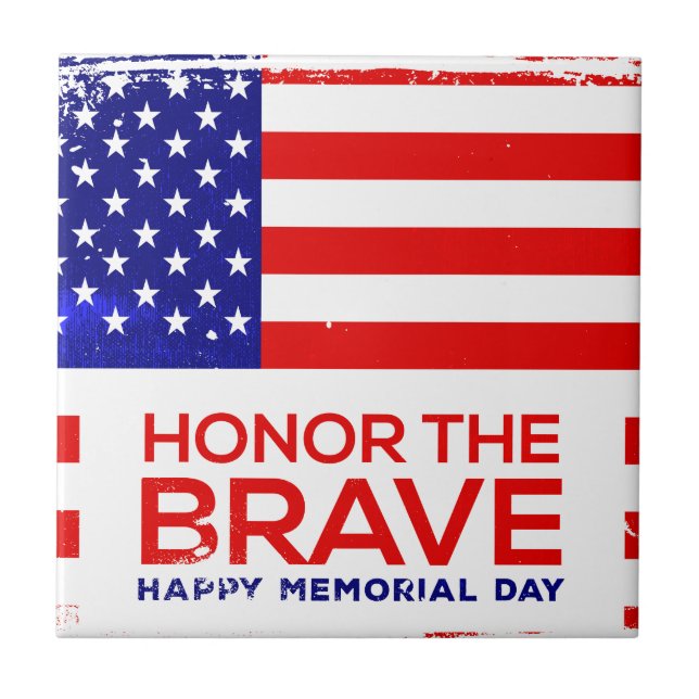 Memorial Day grunge Ceramic Tile (Front)