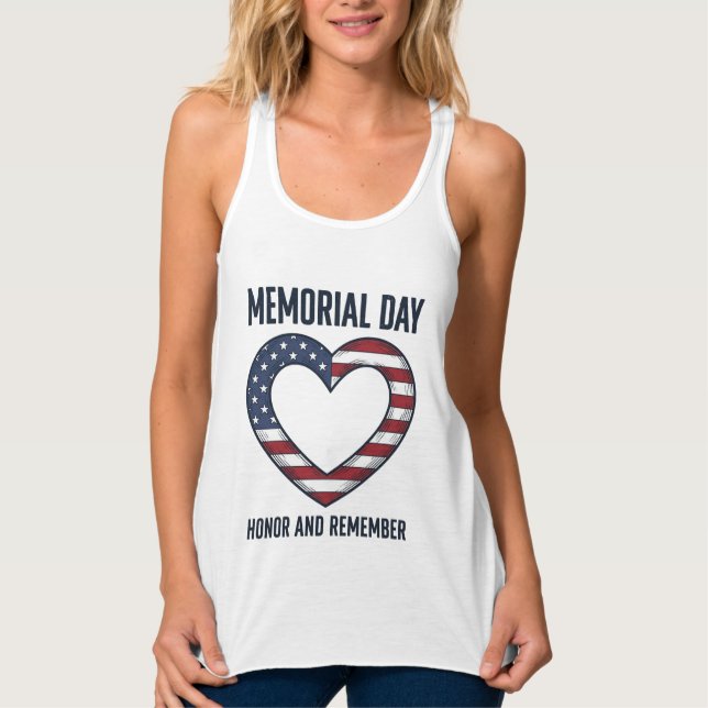 Memorial Day Heart Honor and Remember Shirt Design (Front)