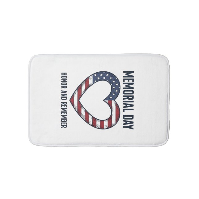 Memorial Day Heart Honor and Remember Shirt Design Bath Mat (Front)