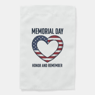 Memorial Day Heart Honor and Remember Shirt Design Garden Flag