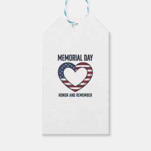 Memorial Day Heart Honor and Remember Shirt Design Gift Tags