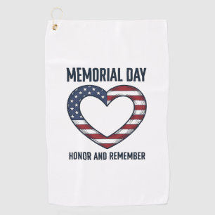Memorial Day Heart Honor and Remember Shirt Design Golf Towel