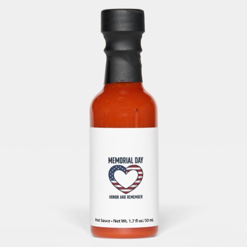 Memorial Day Heart Honor and Remember Shirt Design Hot Sauces