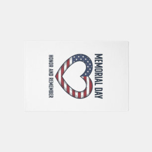Memorial Day Heart Honor and Remember Shirt Design Rug