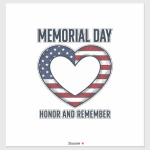 Memorial Day Heart Honor and Remember Shirt Design Sticker