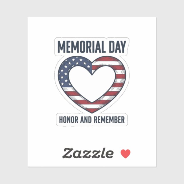 Memorial Day Heart Honor and Remember Shirt Design Sticker (Sheet)