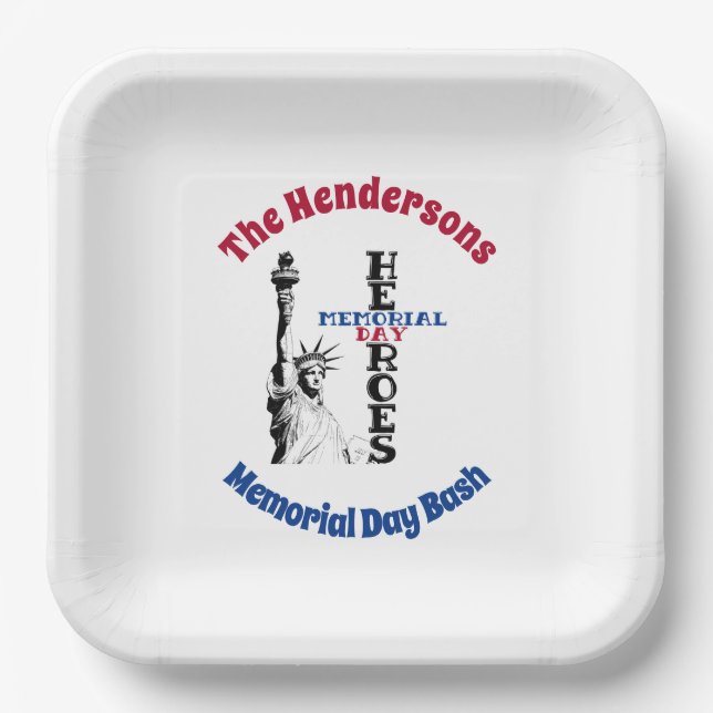 Memorial Day heroes personalized Paper Plates (Front)