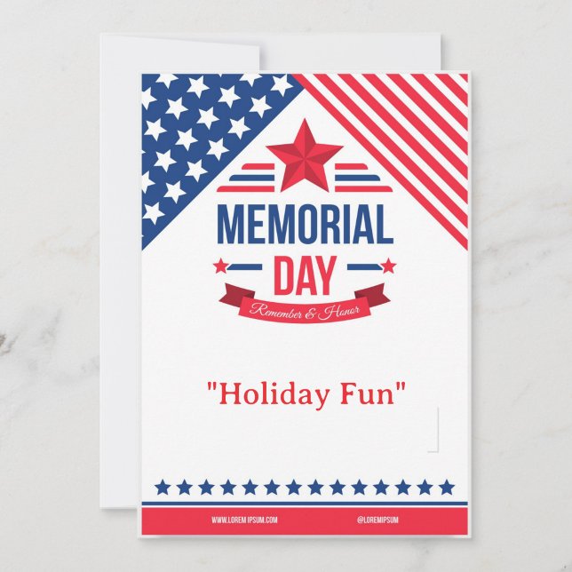 Memorial Day "Holiday Fun" Party Invitation  ("Memorial Day "Holiday Party Invite")