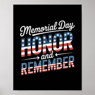 Memorial Day Honor And Remember Patriotic Honor Me Poster