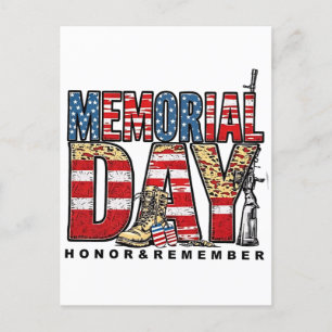 Memorial Day Honor & Remember US Flag Announcement Postcard