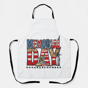 Memorial Day Honor & Remember US Flag Apron
