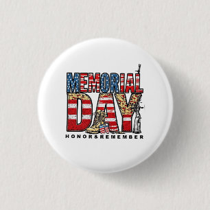 Memorial Day Honor & Remember US Flag Button