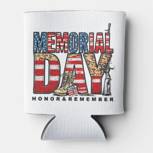 Memorial Day Honor & Remember US Flag Can Cooler