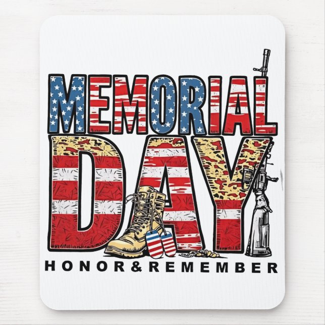 Memorial Day Honor & Remember US Flag Mouse Pad (Front)