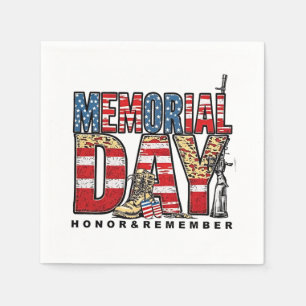 Memorial Day Honor & Remember US Flag Napkins