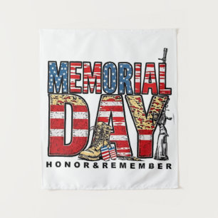 Memorial Day Honor & Remember US Flag Tapestry