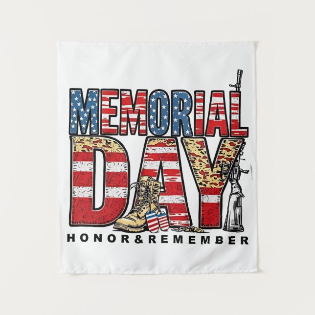 Memorial Day Honor & Remember US Flag Tapestry (Front)