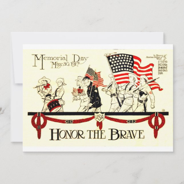 Memorial Day Honor the brave Card (Front)