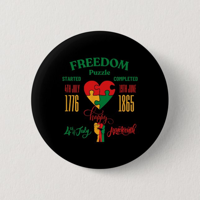 Memorial Day Juneteenth And 4th Of July  Button (Front)