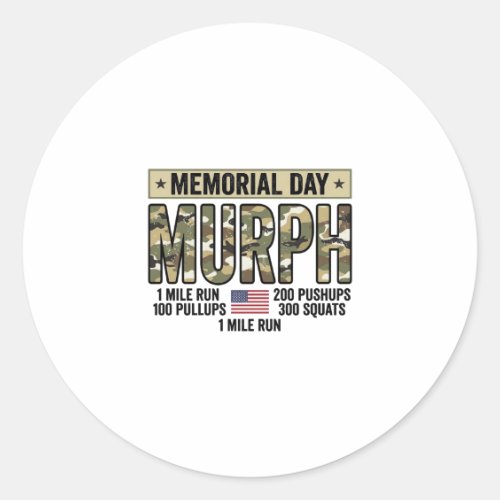Memorial Day Murph Workout Vintage Vector Shirt_1 Classic Round Sticker