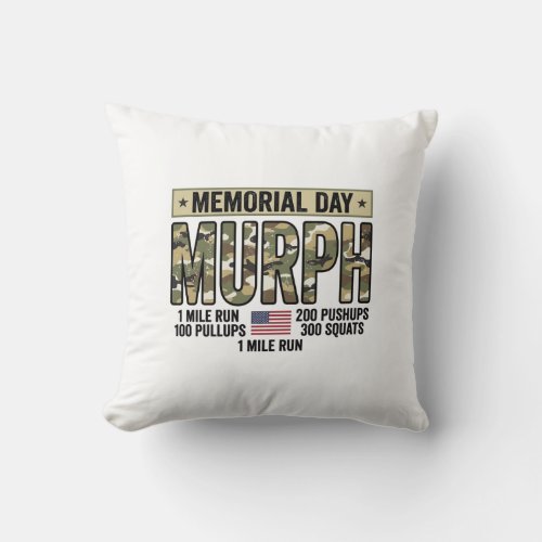 Memorial Day Murph Workout Vintage Vector Shirt_1 Throw Pillow