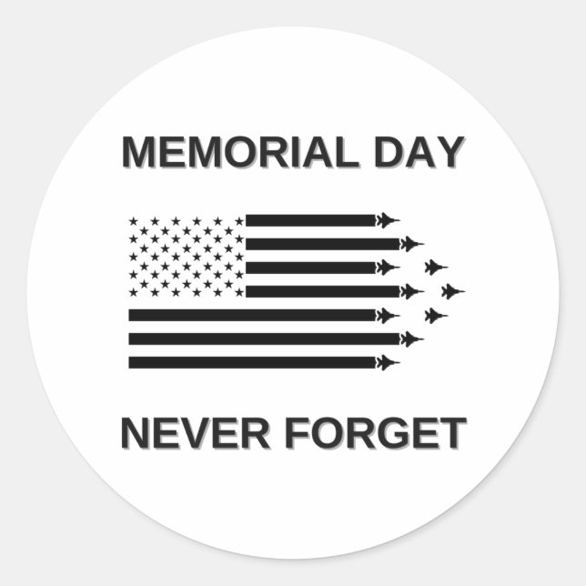 Memorial Day Never Forget | Stars and Stripes Classic Round Sticker (Front)
