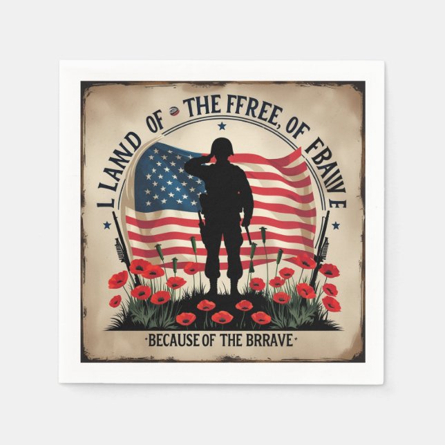 Memorial Day Patriotic Design Napkins Remembrance (Front)