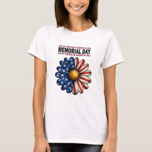 Memorial Day Patriotic Flower T-Shirt