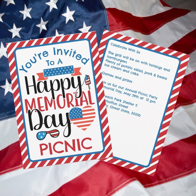 Memorial Day Picnic Family Cookout Invitation (Creator Uploaded)