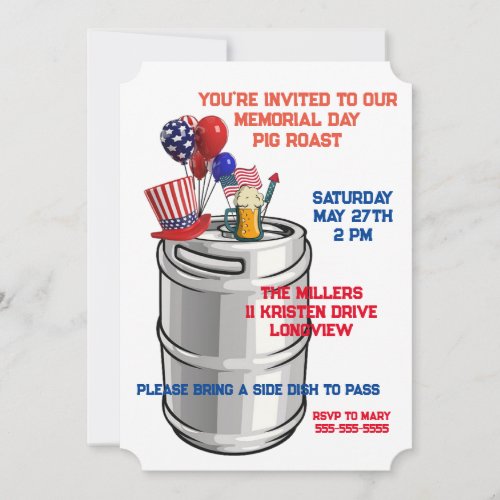 Memorial Day Pig Roast Invitation