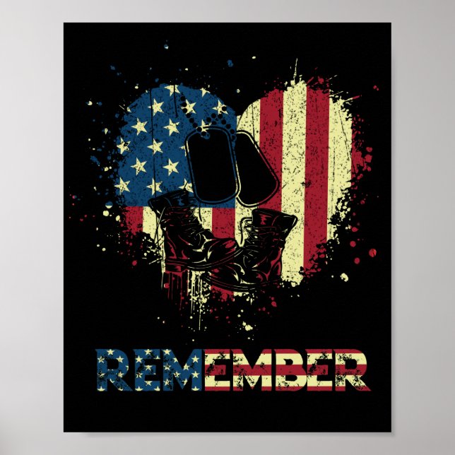 Memorial Day Proud American Flag Remember Poster (Front)