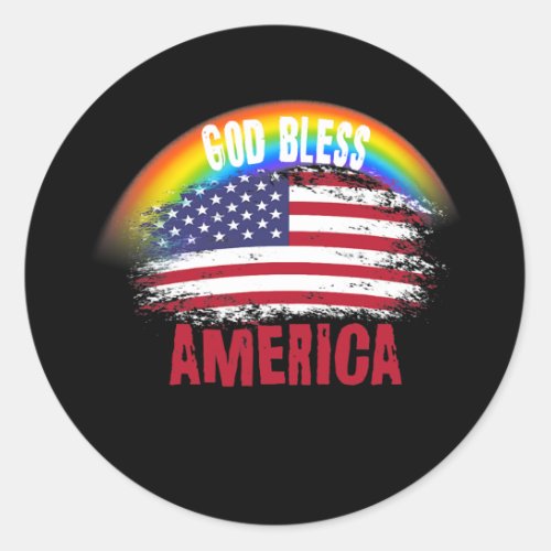Memorial Day Rainbow American Flag LGBTQ God Classic Round Sticker