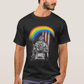 Memorial Day Rainbow American Flag LGBTQ Military  T-Shirt