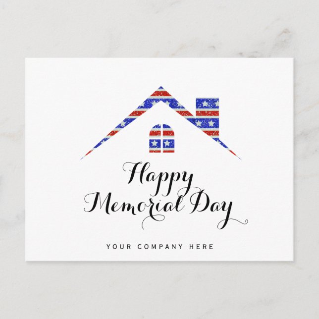 Memorial Day Real Estate House American Flag Postcard (Front)